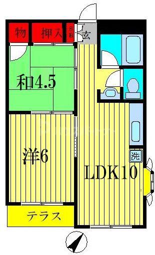 タルミ第3ハイツ(2LDK/1階)の間取り写真