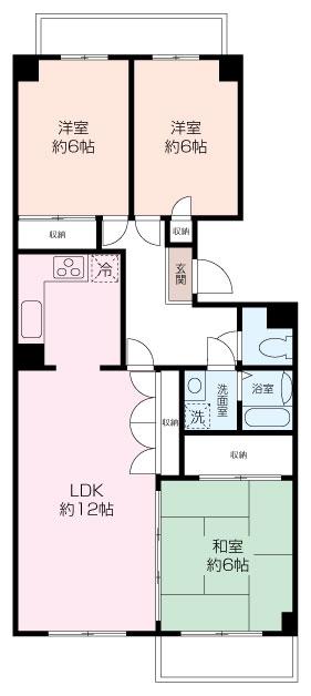 エステート市ヶ尾(3LDK/4階)の間取り写真