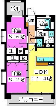 ヴィーブル(2LDK/5階)の間取り写真