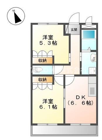 明和マンションI(2DK/2階)の間取り写真