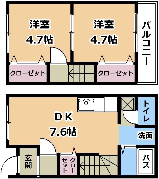 アビタN・Y(2DK/1階)の間取り写真