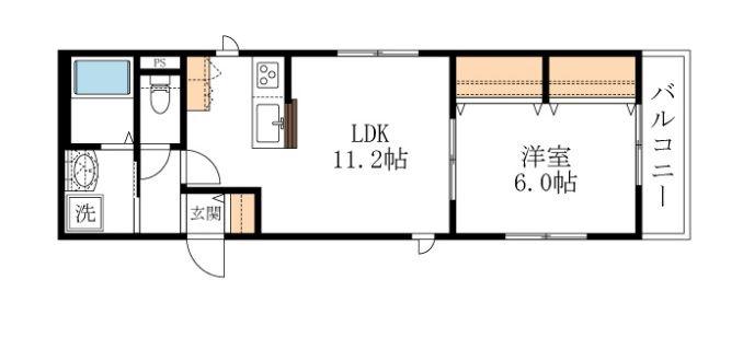 カサブランカ北大宮(1LDK/3階)の間取り写真