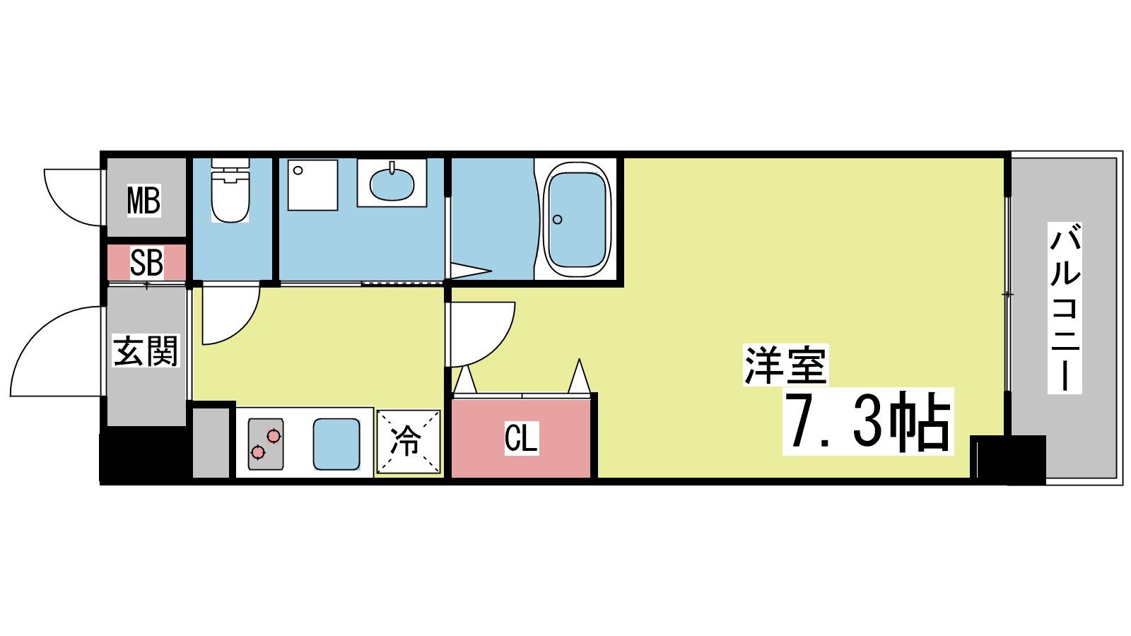 エヴァステージ神戸六甲(1K/9階)の間取り写真