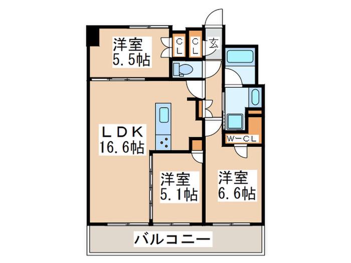 サムティレジデンス藤が丘(3LDK/7階)の間取り写真