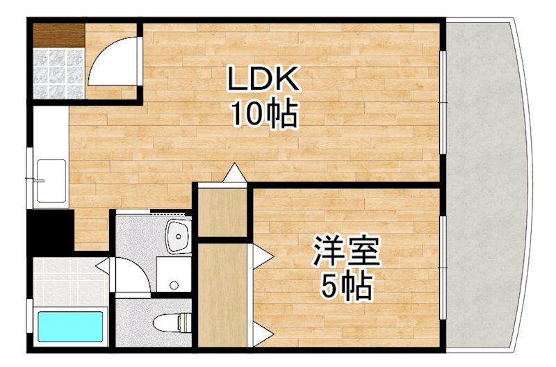 プレステージ国分III(1LDK/6階)の間取り写真