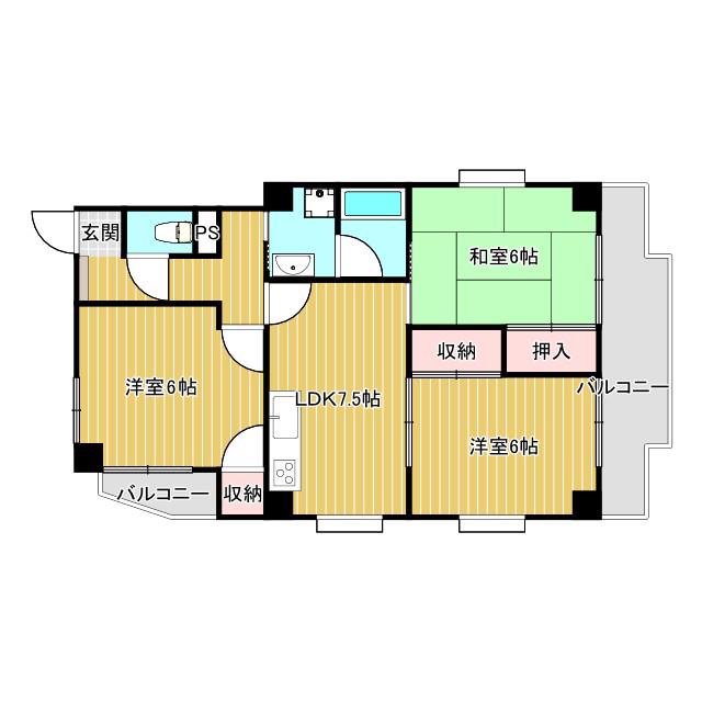 アネックス穂積台(3LDK/2階)の間取り写真