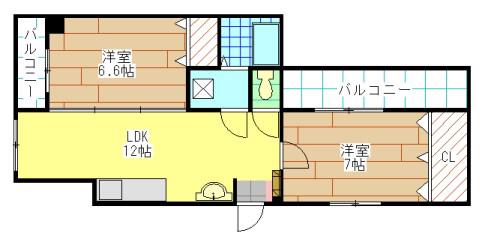 ロード黒崎(2LDK/3階)の間取り写真