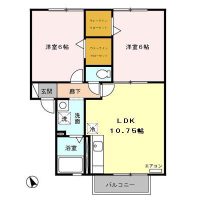 セジュールSASUKE 205(2LDK/2階)の間取り写真