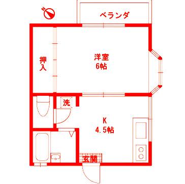 TYKフラット(1K/2階)の間取り写真