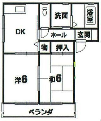 ミレニアム2000(2DK/1階)の間取り写真