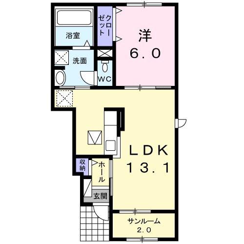 サンリット・オーブ A(1LDK/1階)の間取り写真