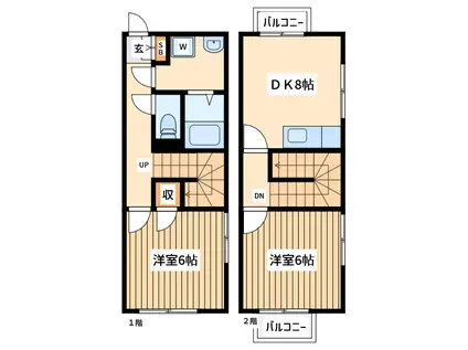 アンプルール ブワ オガワ 1(2DK/1階)の間取り写真