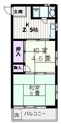 エルセリート南浦和(2K/2階)の間取り写真