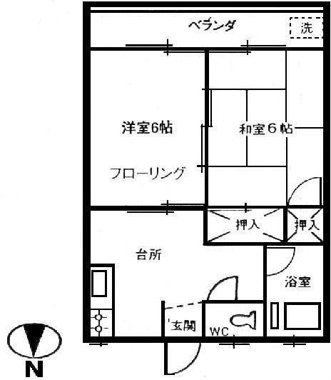 国井コーポ(2DK/3階)の間取り写真