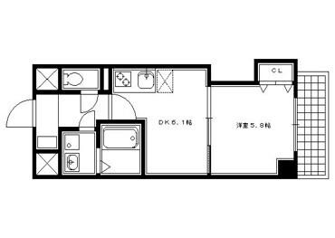 フクダ不動産上本町マンション(1DK/3階)の間取り写真