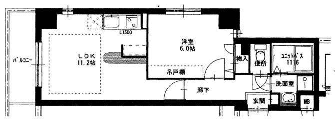 ラ・ファヴール二条城東(1LDK/1階)の間取り写真