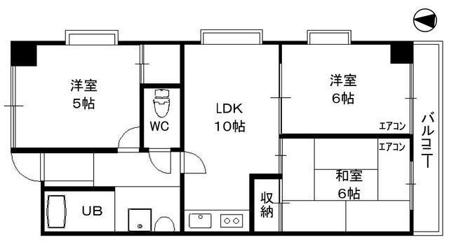ホワイトヴィラF棟(3LDK/3階)の間取り写真