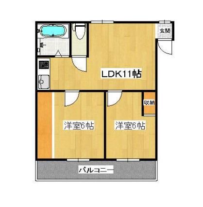 メゾン古馬場(2LDK/4階)の間取り写真