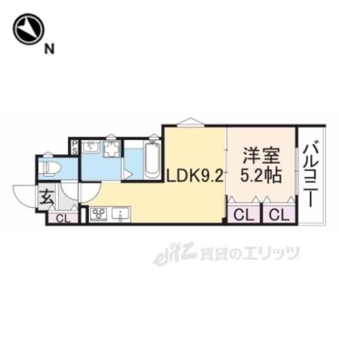 クリエオーレ藤阪中町Ⅰ(1LDK/2階)の間取り写真