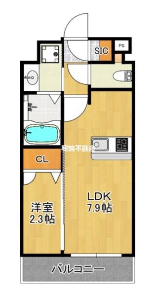 エンクレスト天神PORT(1DK/10階)の間取り写真