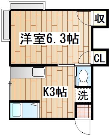 松風荘(1K/2階)の間取り写真