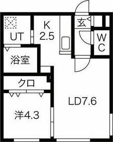 レグルス手稲(1LDK/1階)の間取り写真