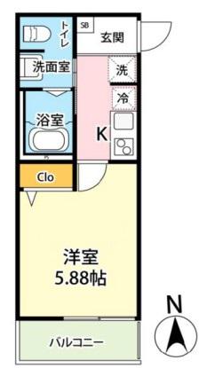  キャメル蕨錦町(1K/2階)の間取り写真
