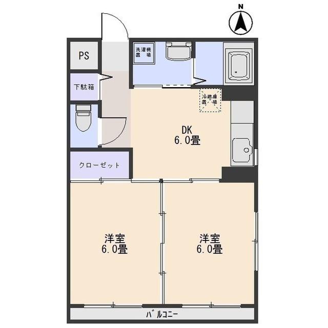 サンライズマンション(2DK/2階)の間取り写真
