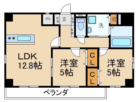 ボンヌ・サンテ枚方公園駅前(2LDK/3階)の間取り写真