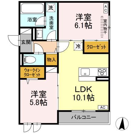 D-RESIDENCE吉津(2LDK/3階)の間取り写真