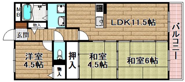 カサエステ壱番館(3LDK/3階)の間取り写真
