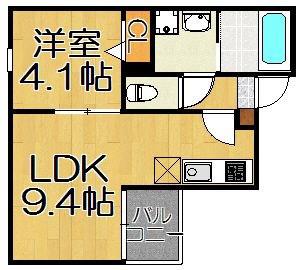 天神東ルッソ(1LDK/2階)の間取り写真