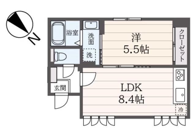 T-HERON(1LDK/1階)の間取り写真