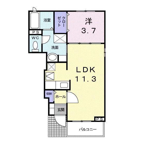 ポラリスII(1LDK/1階)の間取り写真