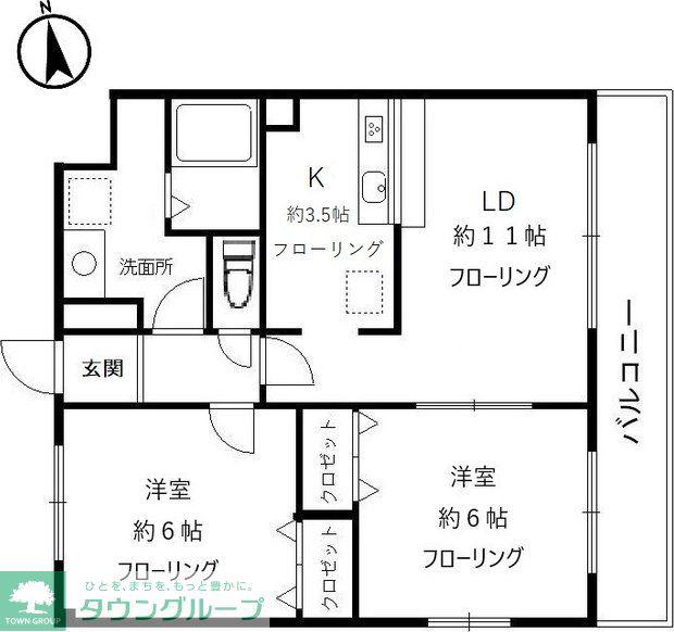 カサ・プリマヴェラ(2LDK/1階)の間取り写真