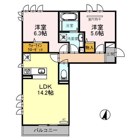 夢彩館III(2LDK/2階)の間取り写真