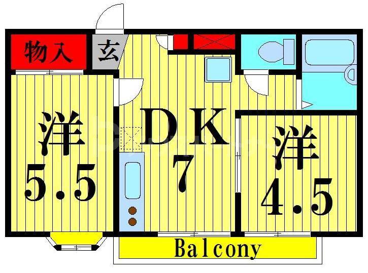 ヴィラージュ綾瀬(2DK/3階)の間取り写真
