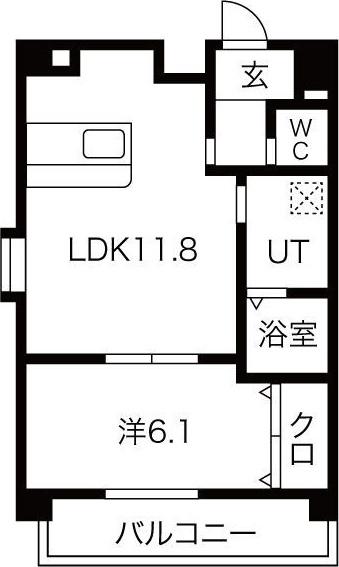 コモンズ城並(1LDK/2階)の間取り写真