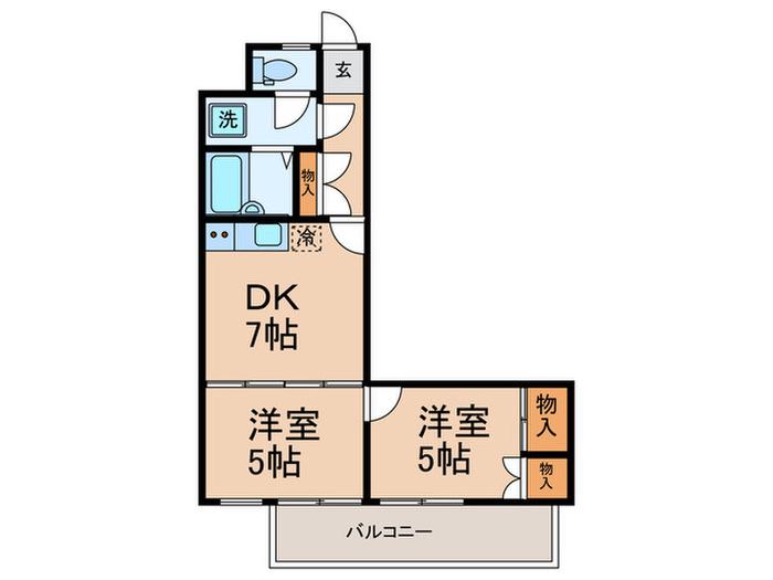 カーサ・エステレーヤ(2DK/2階)の間取り写真