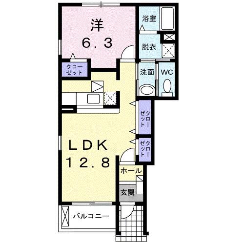 パルテ・カナーレIII(1LDK/1階)の間取り写真