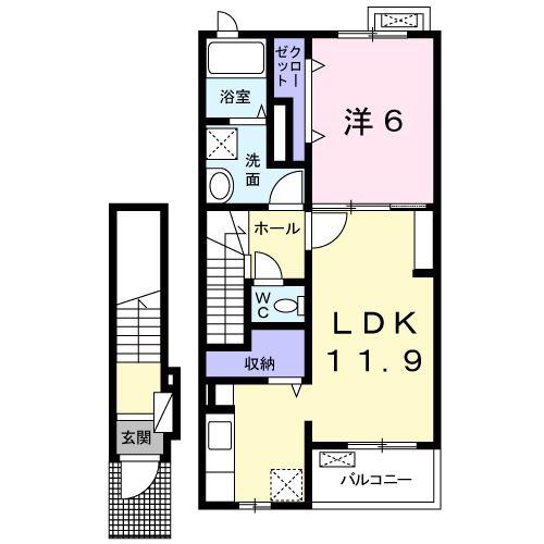 セレノF II(1LDK/2階)の間取り写真
