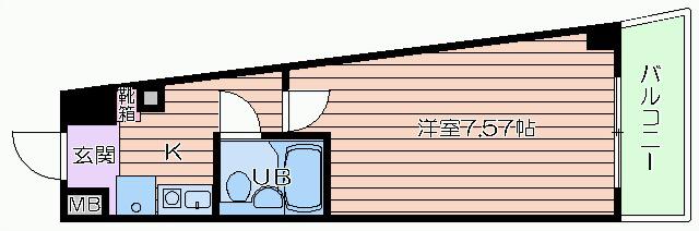 兎我野町聚楽マンション(1K/6階)の間取り写真