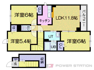 イルミオI(3LDK/2階)の間取り写真