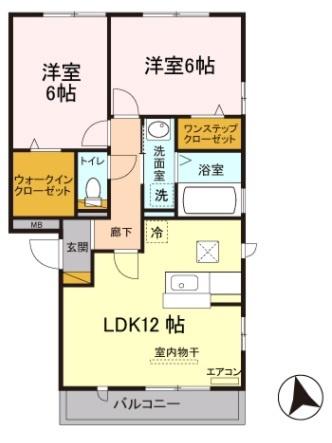 ラクール(2LDK/1階)の間取り写真