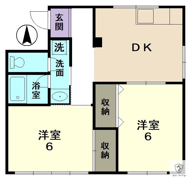 ハイツ栄(2DK/2階)の間取り写真