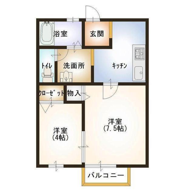 サンライズヒルズ(2K/1階)の間取り写真