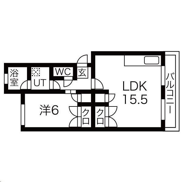 サニープラザ銀杏町(1LDK/3階)の間取り写真