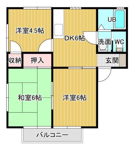 アーバンハイツ植松A(3DK/2階)の間取り写真