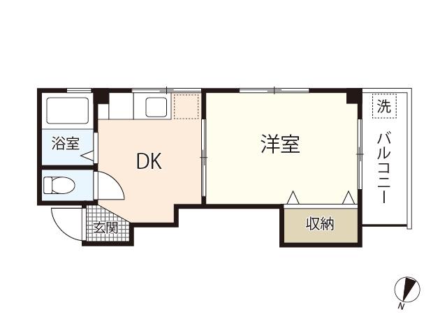 ラフィーネ段原(1DK/1階)の間取り写真