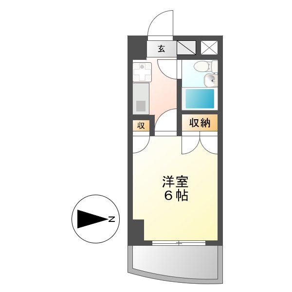 岩井橋ロイヤルハイツ(1K/7階)の間取り写真